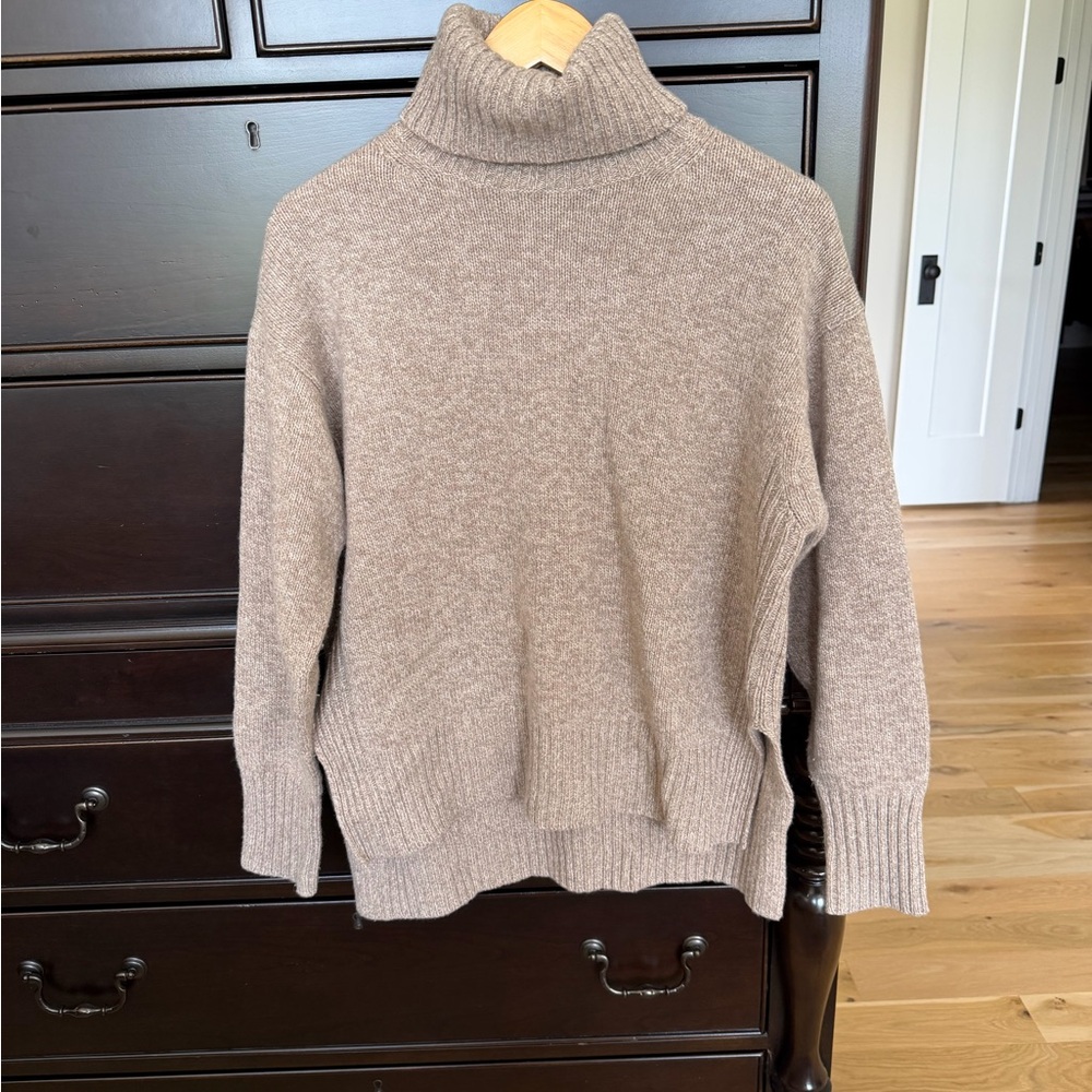 Polo Women's Turtleneck Knit Sweater in Taupe